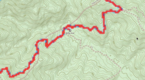 Strong heatmap in Gaia GPS with thick red lines indicating a frequently used track.
