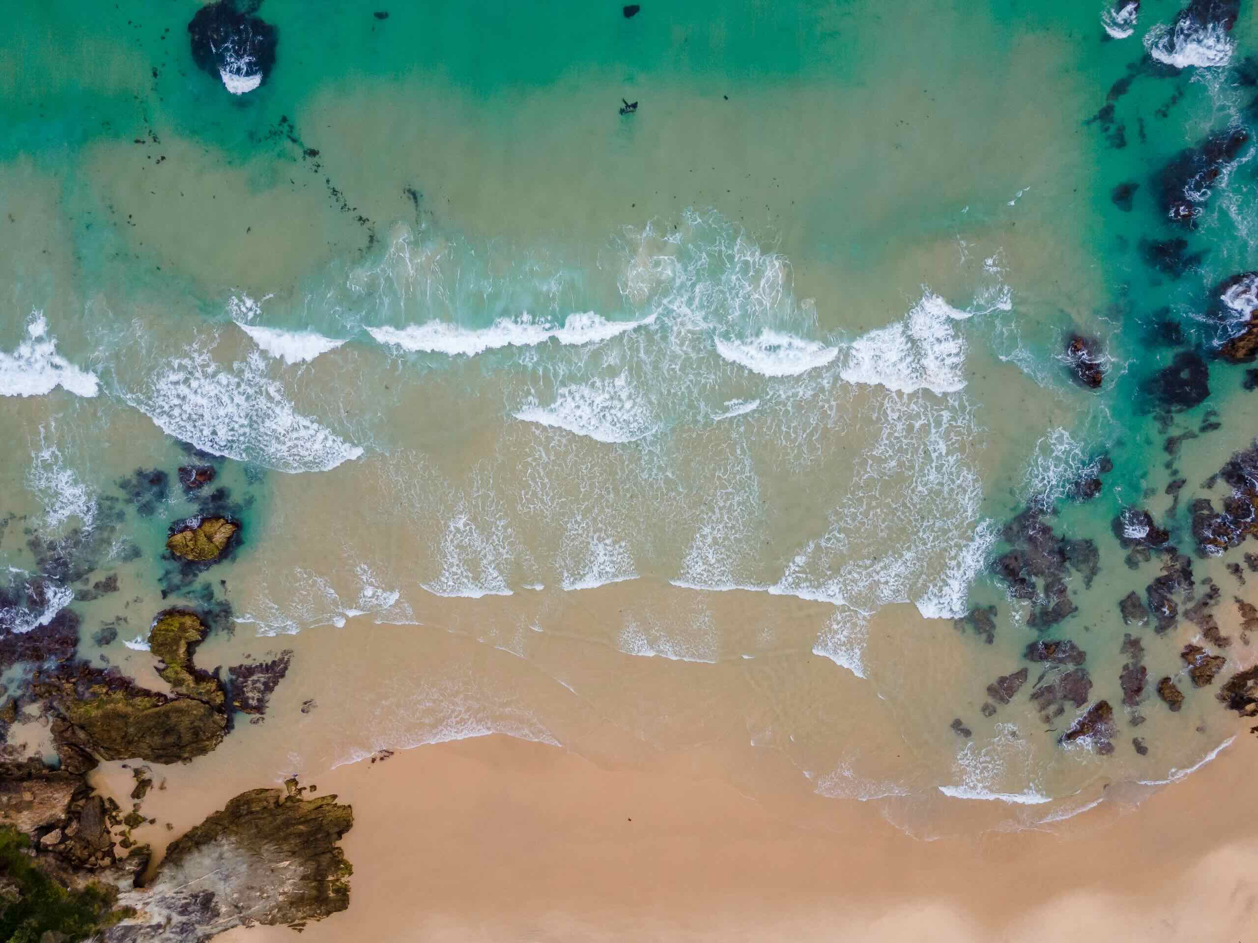 Wave,Patterns,On,A,Beach,From,Above,,Narooma,,Nsw,,January